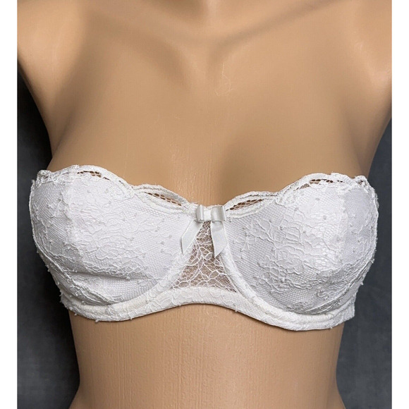 New Agent Provocateur Love Strapless Bra White Size 32C Straps Padded Bridal - Picture 2 of 11